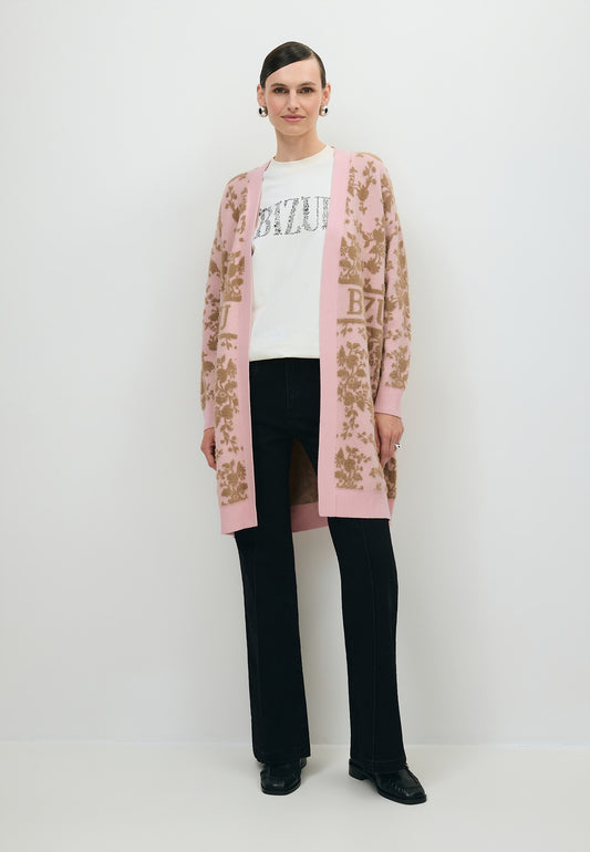 Długi różowy kardigan ALIAN