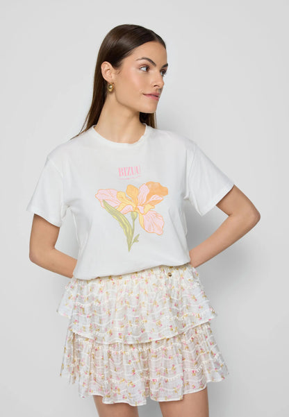 Bawełniany t-shirt z autorskim nadrukiem TISHAL kremowy