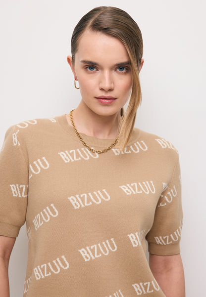 Beżowy sweter z krótkim rękawkiem AYLE