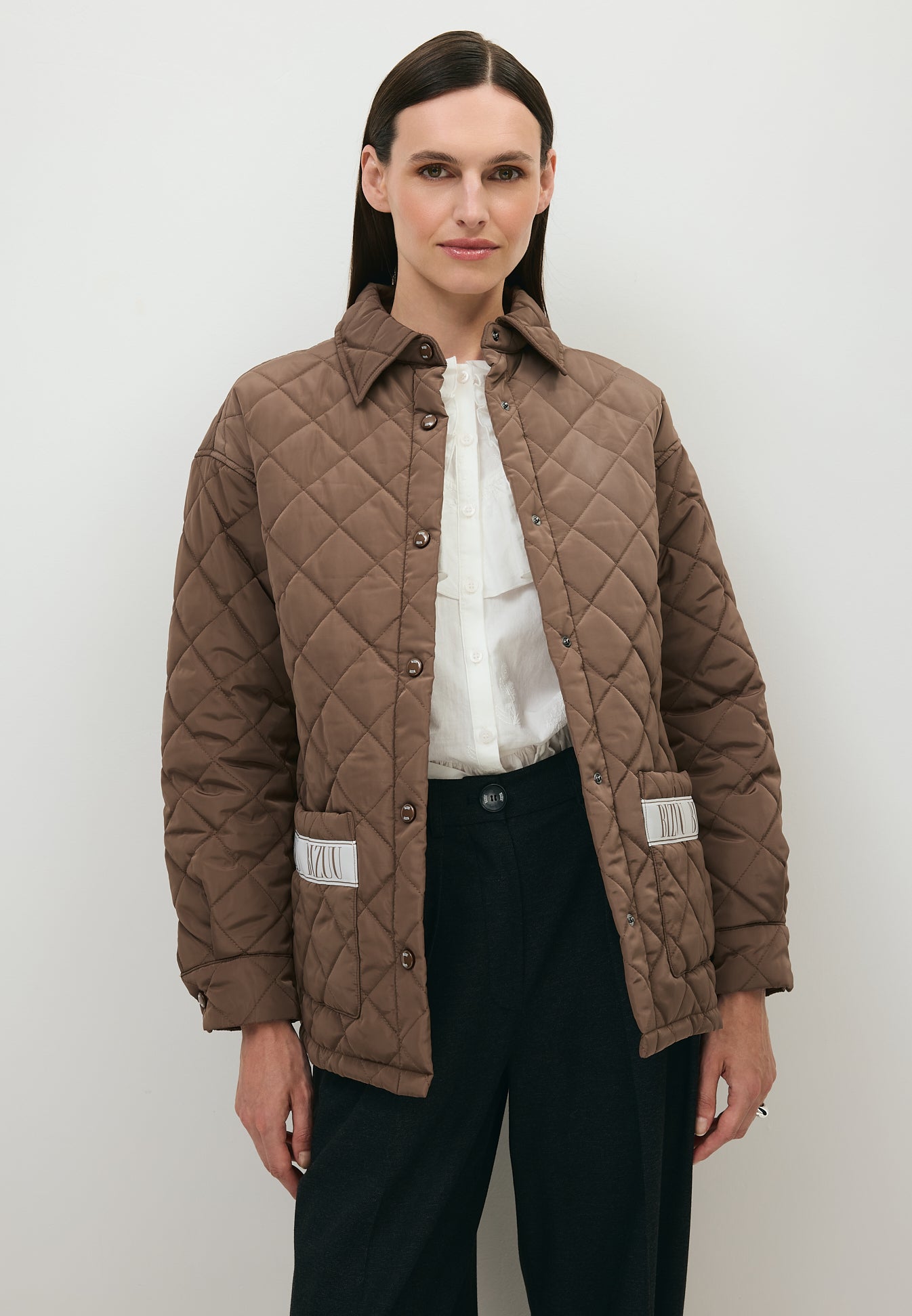 Pikowana kurtka MARIN w kolorze taupe