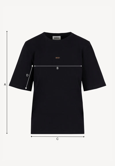Czarny T-shirt damski z poduszkami MELISA