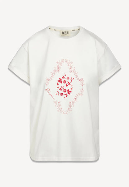 Kremowy t-shirt z grafiką MIRE
