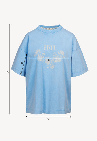 Niebieski T-shirt oversize z aplikacją PAPLYS