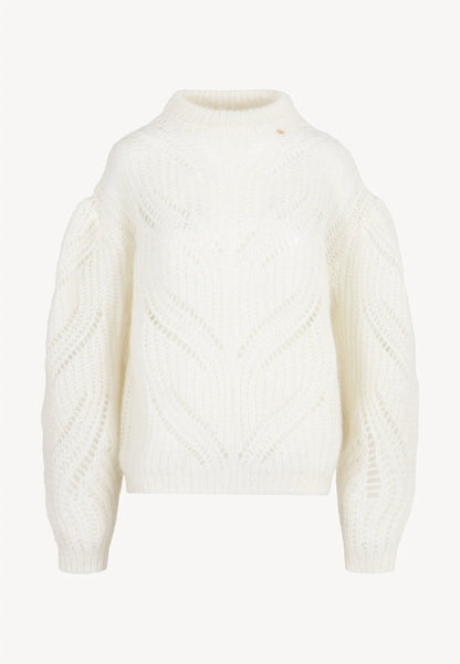 Kremowy sweter ażurowy oversize ROSSO