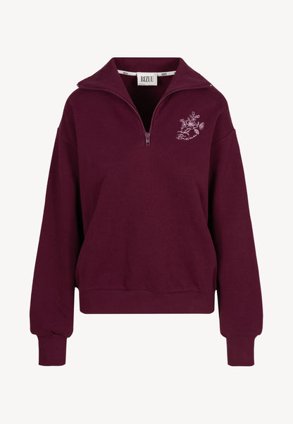 Bordowa bluza typu half-zip TANSY