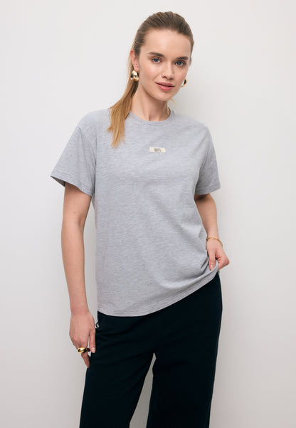 Bawełniany szary T-shirt z logo TISHALLE